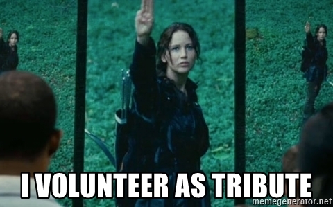 Hunger Games meme, I volunteer as tribute.
