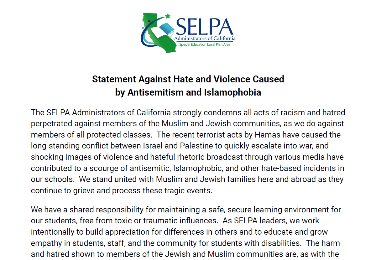 SELPA Speaks on Antisemitism and Islamophobia